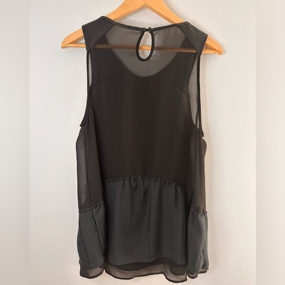 Free People vintage black faux leather trim tank, women’s M